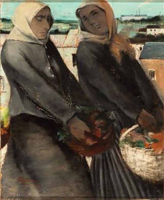Two Fisher Women with Full Baskets