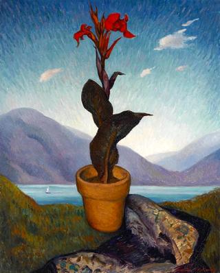 Still Life with a View of a Lake beyond