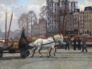 Horses Pulling a Cart by the Witte Huis in Rotterdam