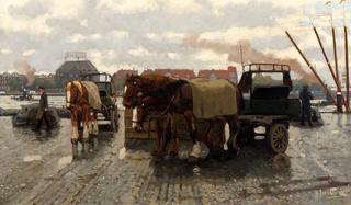 Horse Carts on the Quay of Rotterdam
