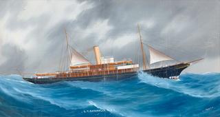 The 'S.Y.Rosabelle R.Y.S.' in rough sea