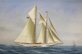 The Yacht Meteor Under Full Sail