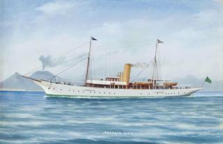 The Turkish steam yacht Pharaon in the Mediterranean off Naples