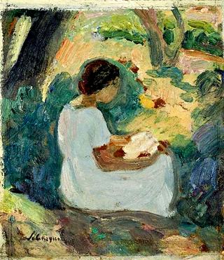 Young Woman Reading beneath a Tree