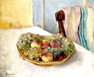 Basket of Grapes and Peaches