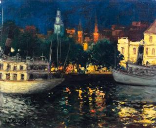 Le port de Saint Tropez, la nuit