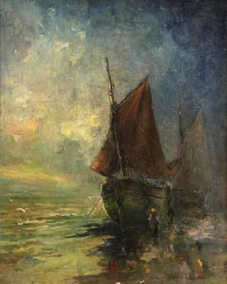 Two Herring Boats at Rest, North Sea Beach