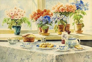 Blossoming azaleas and violets