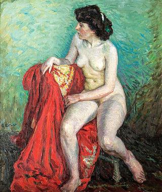 Nude with red coat