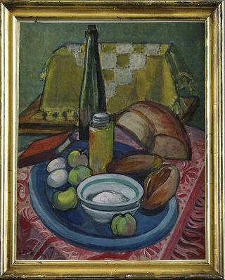 Still Life on a kitchen's rose tablecloth