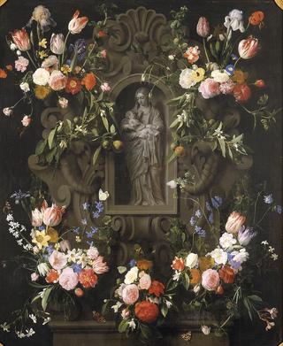 圣母玛利亚周围的花环