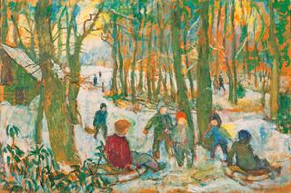Sledging children at the coffee house