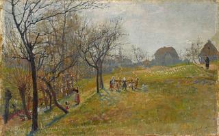 Children Playing in the Spring