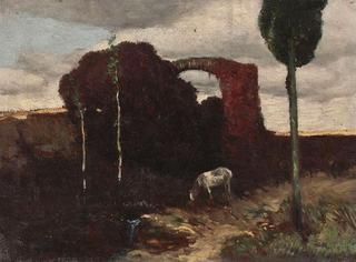 Grazing Horse by Ruins
