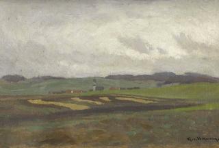 Landscape with distant village