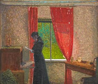 Woman with letters at the window