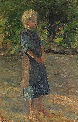 Standing girl with blue dress