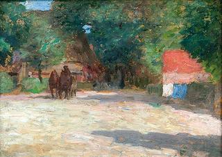 Village square with cart