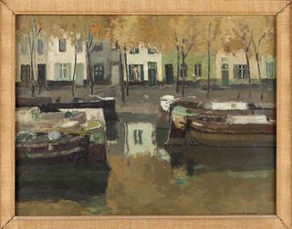Barges moored on a canal