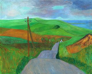 Road through green hills