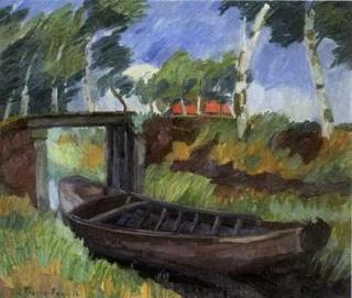 Moor canal with boat near Worspswede