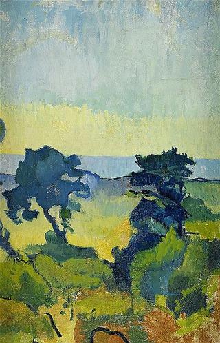 Coastal landscape with two trees, Gotland