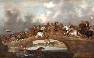 Cavalry Clash on a Bridge