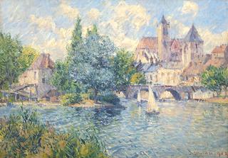 Moret sur Loing with sailboat