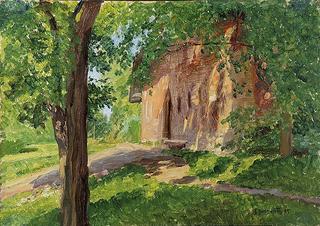 Small house with trees in the summer