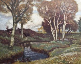 Moor landscape with goats