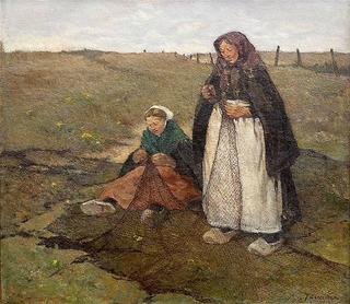 Mending nets in the dunes of Scheveningen