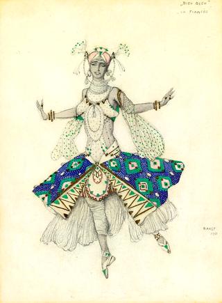 Costume design for Tamara Karsavina ss La Fiancée in Le Dieu Bleu