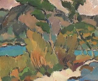 Landscape with beach and trees