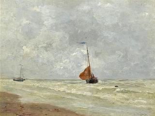A Coastal Scene with Moored Vessels