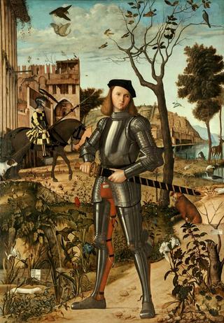 Young knight in a landscape