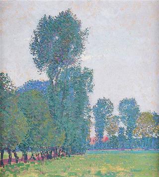 Landscape with a tree line