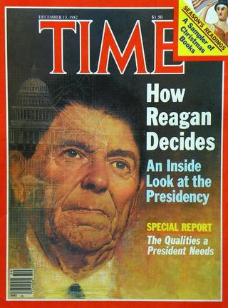 Illustration of Ronald Reagan for Time magazine