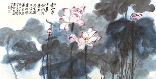 Blossom Lotus in Pond