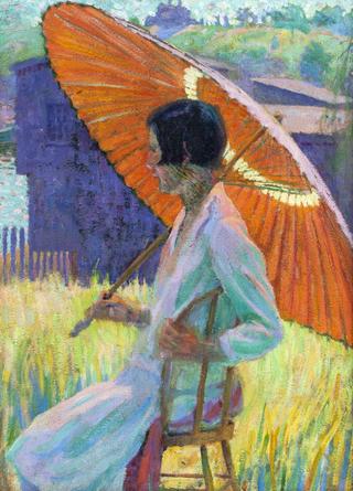 Woman with Red Parasol