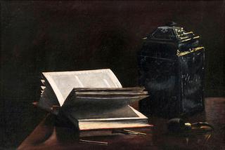 Still Life with Pipe, Books, and Jar