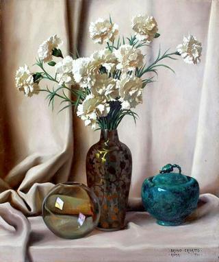 Still life with white carnations