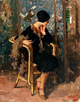In front of a screen