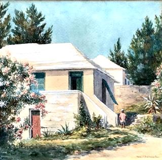 Bermuda House, Oleander in Bloom and Figure