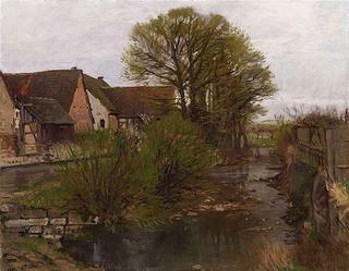 Houses by a creek