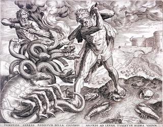 The Ten Labours of Hercules ~ Hercules Killing the Lernean Hydra (after Frans Floris the Elder)