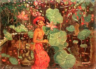 A Balinese Woman in a Garden