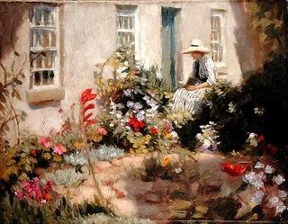 Woman reading in a garden