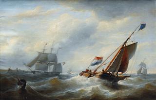 Dutch Sailing Vessels in Choppy Sea