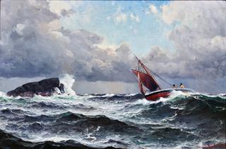 Boat in stormy seas