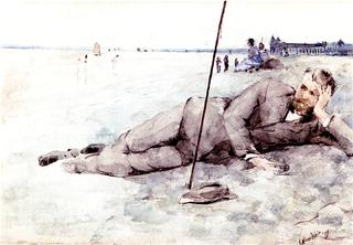 Man Reclining on a Beach